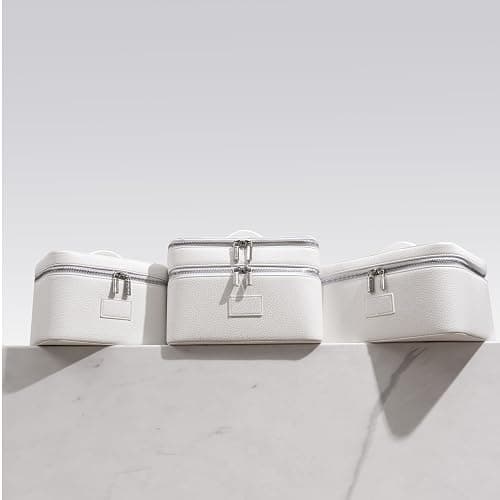 ETOILE - Vanity Case Off White - Stylish Travel Makeup Bag Organizer with Dividers thumbnail 3