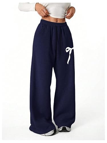 Verdusa Girl's Bowknot Baggy Sweatpants Lightweight Straight Leg Athletic Pants with Pockets thumbnail 5