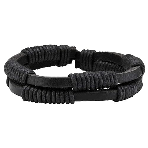 Manfnee 6-12PCS Braided Faux Leather Bracelet Punk Cuff Wrap Bracelets for Men Women Adjustable - B:6pcs thumbnail 5