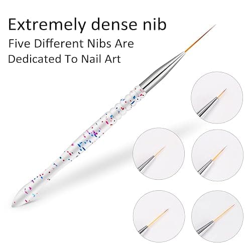 5Pcs Nail Art Liner Brushes, Etercycle Nail Gel Polish Painting Brush Set, Thin Nail Art Dotting Drawing Pen (7/9/11/15/20mm) thumbnail 4