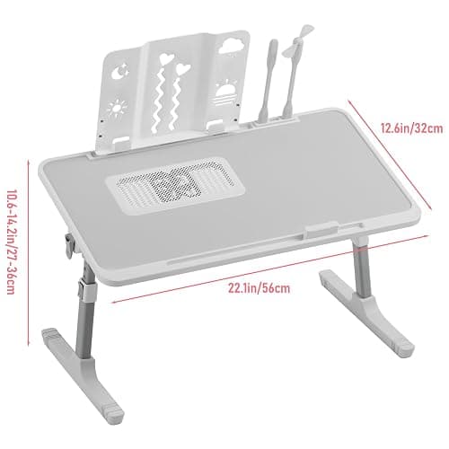 Laptop Bed Tray Table, Adjustable Laptop Bed Stand Lap Desk with LED Light Portable Standing Table with Foldable Legs for Kids Adult USB Charging Folding Lap Tablet Tables for Sofa Couch Grey H thumbnail 3