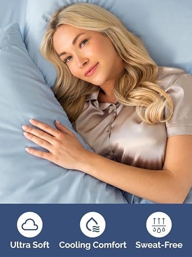 Extra Deep Twin XL Fitted Sheet - Hotel Luxury Single Fitted Sheet Only - Easily Fits 18 inch to 24 inch Mattress - Ultra Soft, Wrinkle & Fade Free w/Extra Deep Pocket - Breathable & Comfy - Sky Blue thumbnail 3