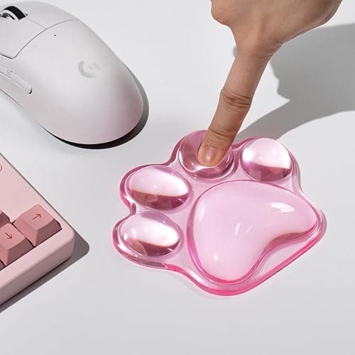 Cat Paw Mouse Wrist Rest, Pink Gel Clear Mouse Wrist Support Pad, Cute Ergonomic Wrist Cushion for Mouse, Soft Transparent Wrist Pain Relief for Office Home Desk Computer Mouse(Pink) thumbnail 9