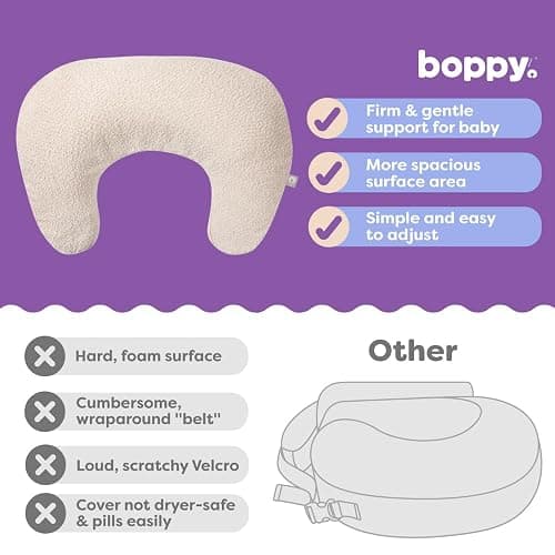 Boppy Nursing Pillow - Ergonomic Bottle & Breastfeeding Pillow with High, Firm, Large Area, Water-Repellent Cushion with Washable Cover; Baby Safety Alliance Verified - Oatmeal Boucle thumbnail 7