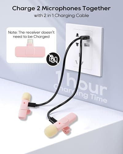 Mini Pink Microphone for iphone Android Phone Tablet ipad PC, Usb C Wireless Lavalier Mic for Video Recording Vlogging Youtube Tiktok Podcast Interview content creators, Tiny Microphones Type C Mics thumbnail 2