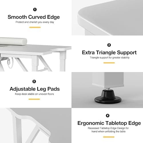 Paddie Foldable Manicure Nail Table with Glass Shelf, Folding Nail Tech Desk w/Dust Collector, 2 Open Shelves & 2 Drawers, Wrist Pad, Lockable Wheels, Storage Desk for Nail Tech（White） thumbnail 8