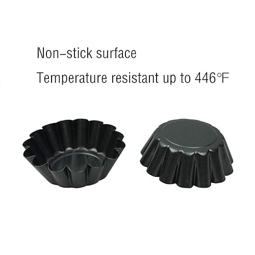 Proshopping 12 Pack Mini Tart Pan, Non-stick Carbon Steel Tart Molds, Pie Mould, Muffin Cupcake Pudding Maker - for Pies, Chinese Tart, Cakes (Size 2.6"x0.9") thumbnail 5