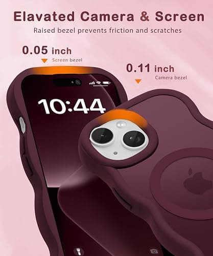 Amzfield for iPhone 13/14 Case for Magsafe Wavy Frame Cute, Burgundy | Aesthetic Translucent Matte Hard Back Silicone Bumper Shockproof Protective Magnetic Chic Girly Phone Case for Women Girls thumbnail 5