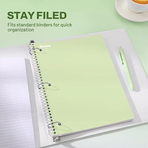 SUNEE Spiral Notebooks, 6 Pack, 1-Subject, College Ruled Paper, 8" x 10-1/2", 70 Sheets per Notebook, Assorted Aesthetic Colors Spiral Notebooks for School thumbnail 4