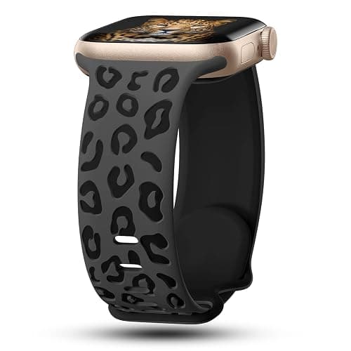 3 Pack Leopard Engraved Bands Compatible with Apple Watch Band 41mm 40mm 38mm 42mm 44mm 45mm 46mm 49mm Women, Soft Silicone Cheetah Embossed Sport Strap for iWatch Series 10 9 8 7 6 5 4 3 2 1 Ultra thumbnail 2