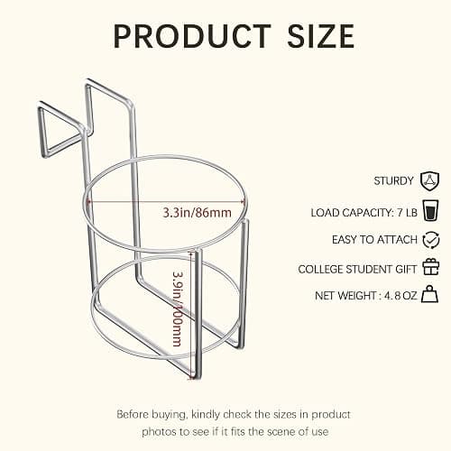 Cup Holder for Bed (Diameter: 3.3IN) Drink Holder Water Bottle/Glass Organizer for Wood Dorm Room Bunk Bed Crib, Metal Toddle Bed,Loft Bedside, Headbed, Car,Office Desk Partition thumbnail 2