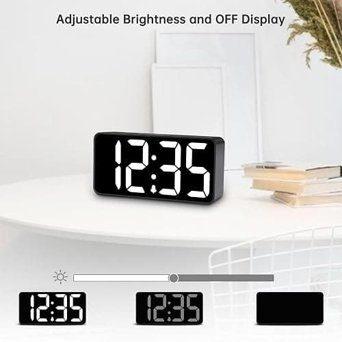 DreamSky Small Digital Alarm Clock for Bederoom, Large Big Numbers Display with Dimmer for Living Room, Electric Bedside Desk Clock with USB Charging Port, Adjustable Volume, USB-C Adapter Powered thumbnail 5