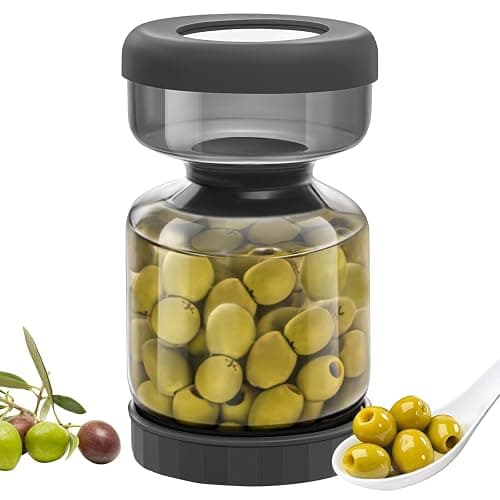 WhiteRhino Gurkenglas zum Umdrehen,1L Glas Einlegeglas, with Strainer,Gurken Behälter,Einlegeglas zum Umdrehen, for Olive, Kimchi,Jalapenos,Auslaufsichere Luftdichte Deckel - Grau/1l - Image 1