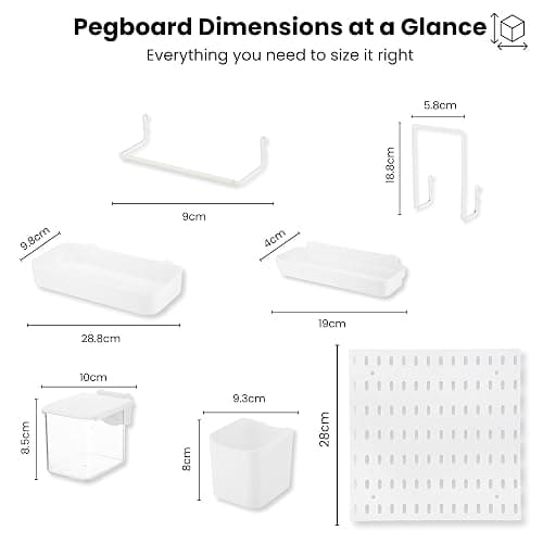 Peg board Set - 17 pcs Pegboard Kit, Includes 4 Pegboards with 13 Different Accessories, Pegboard Wall Organizer, Peg Boards for Wall Craft Room for Kitchen, Garage, Workshop, Tool Accessories | White thumbnail 3