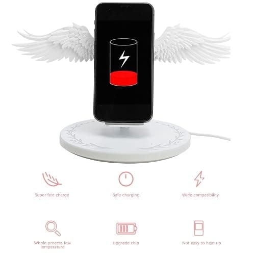 Charger with Angel, 10W Universal Fast Charging Stand with Night Light USB Fast for Mobile Phone Office Home Use thumbnail 3