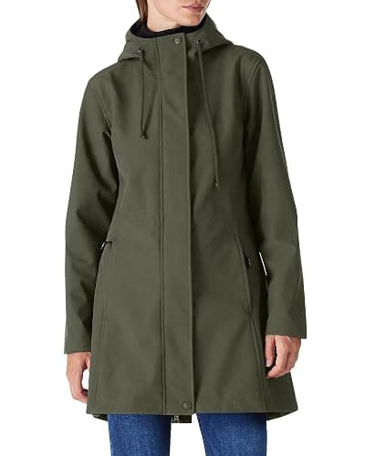 Outdoor Ventures Women's Lightweight Waterproof Fleece Lined Hooded Softshell Rain Jacket, Warm Windbreaker Long Coat thumbnail 2