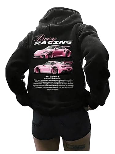 SOLY HUX Women's Graphic Hoodies Oversized Drawstring Long Sleeve Letter Car Print Sweatshirt Pullover Tops - Image 1