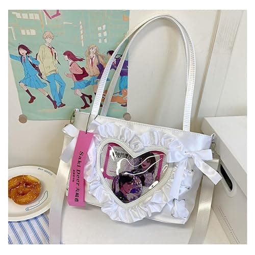 Sweet heart lace design shoulder bag ballet style drawstring messenger bag anime jk itabag bag female thumbnail 3