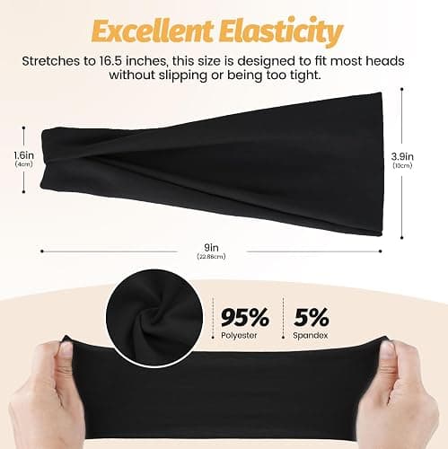 Headbands for Women - 6 Pack Wide Elastic Hair Bands | Stretchy Sweatbands Hair Bands | Soft Sports Thin Head Bands | Non-Slip Accessories Bands for Fashion, Washing Face, Workouts, Yoga, Daily Use thumbnail 2