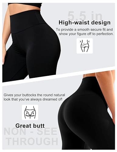 Bluemaple High Waisted Leggings for Women - Tummy Control Pants Non See Through Workout Soft Yoga Pants for Running Plus Size thumbnail 6