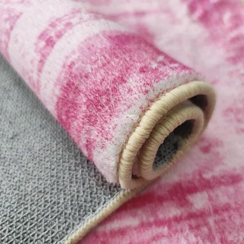 Hudson Comfort 6x8 Area Rug - Faux Cashmere Living Room Rugs - Machine Washable Super Soft 6mm Pile Height Pet-Friendly Carpet with Anti-Slip TPR Backing (Pink) | Super Soft, Machine Washable, Pet-Friendly, Anti-Slip TPR Backing, Rugs, Carpet thumbnail 7