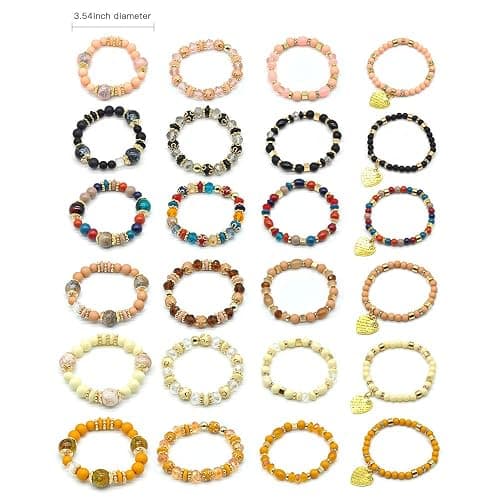 Bohemian Bracelet Sets for Women - 6 Sets Stackable Stretch Bracelets Multi-color Boho Jewelry for Women Hippie Bracelets Dainty Jewelry thumbnail 5