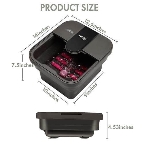 Beinilai Collapsible Foot Spa Bath with Heat,Bubble,Massage Rollers, Tea Tree Oil Foot Soak with Epsom Salt, Pedicure Foot File, Red Light,Removable Pumice Stone,Pedicure Foot Spa thumbnail 7