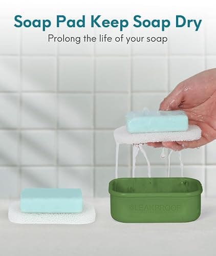 Quatish Compact Leakproof Travel Soap Case, Silicone Soap Box with Draining Layer, Enhanced Soap Container, Suitable for Camping, Gym, Bathroom, Outdoor Essentials, Green thumbnail 4