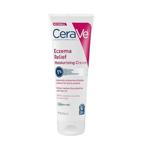 CeraVe Eczema Relief Moisturizing Cream with Colloidal Oatmeal, Shea Butter & Vitamin E For Dry Skin & Itchy Skin Relief, Steroid Free & Paraben Free, 8oz - Image 1