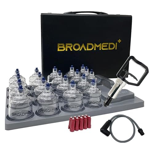 BROADMEDI+ Premium Cupping Therapy 19 Cups Set, Including Pump Handle, Extension Tube, Massage Sticks, Made in Korea - Image 1