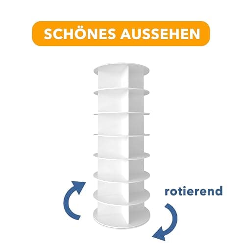 SpaceAid 7 Tier Rotating Shoe Rack Tower, Spinning Shoe Display Lazy Susan, Revolving 360 Shoe Rack Storage Round Carousel, Vertical Handbag Rotate Shoes Closet Organization (7-Tier White) thumbnail 7