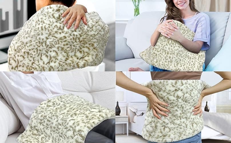 UNOWIX Full Weighted Heating Pad - Plush 2.3LB Hot Heated Pad for Back Pain Relieve, 12 Heating Levels, 8 Timer Settings, Holiday Gifts for Women Men Mom Dad (Leopard Print, 12''×24'' BB) thumbnail 9
