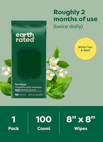 3-in-1 Dog Wipes for Paws & Butt, Deodorizing, White Tea & Basil 100ct | Hypoallergenic, 3-in-1 Cleaning and Hydrating, for Grooming Paws, Body and Butt thumbnail 8