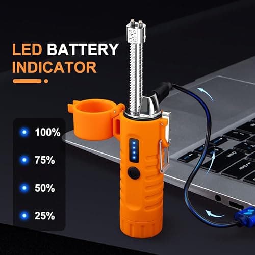 LcFun Electric Lighters Rechargeable Lighters Flexible Neck Dual Arc Electronic Lighter USB C Lighter with LED Battery Indicator and Flashlight for Candle, Camping, Hiking, Outdoor Adventure thumbnail 4