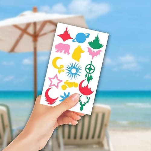 75PCS Tanning Stickers Pack ? Assorted Fun Tattoo Style Vinyl Patterns for Sun Tan Body Art, Beach Party, Festival Decoration, DIY Crafts, Women Teens Kids Summer Supplies thumbnail 7