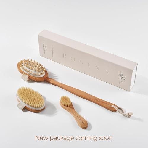 Dry Brushing Body Brush Set – Natural Bristle Spa Exfoliator Kit with Face Cleansing Brush, Long Dry Brushing Body Brush for Lymphatic Drainage & Massaging Cellulite Brush for Smooth, Radiant Skin thumbnail 6