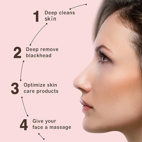 GUGUG Skin Scrubber Face Spatula Skin Spatula Pore Cleaner Blackhead Remover Tools for Facial Deep Cleansing-4 Modes, Pink thumbnail 2