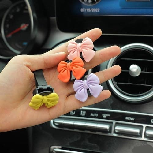 6 pcs Bow Car Accessories Coquette Cute Girly Car Decor Accessories Interior Aesthetic Car Decorations Stuff for Women Girl,Car Decorations Interior Aesthetic (Pink) thumbnail 4
