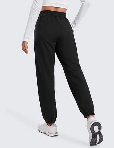 CRZ YOGA Fleece Sweatpants Women Cotton Joggers High Waisted Lounge Casual Travel Elastic Bottom Pants with Pockets thumbnail 2
