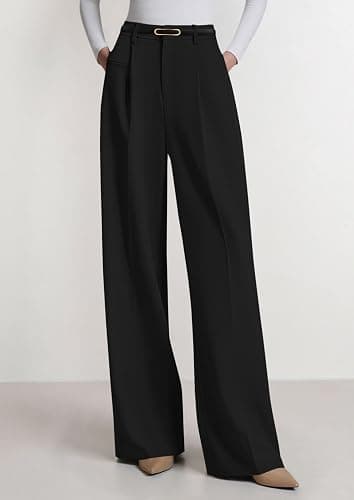 PRETTYGARDEN Womens Wide Leg Dress Pants 2025 Business Casual Flowy Work Palazzo Pants High Waisted Slacks Trousers thumbnail 3