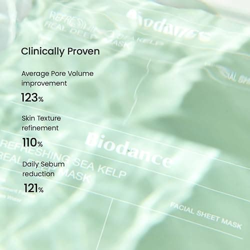 BIODANCE Refreshing Sea kelp Real Deep Mask, Overnight Hydrogel Mask, Calming, Oil & Sebum Control, Blemish Care, Korean Skincare, Stocking Stuffers for Teen Girls | 1.19oz(34g) x 4ea thumbnail 7