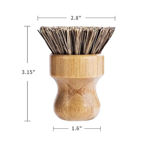 Palm Pot Brush- Bamboo Round 3 Packs Mini Dish Brush Natural Scrub Brush Durable Scrubber Cleaning Kit with Union Fiber and Tampico Fiber for Cleaning Pots, Pans and Vegetables thumbnail 2
