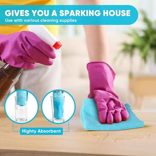 Orighty Microfiber Cleaning Cloth - 24 Pack, Cleaning Rags 12x11 inch | Highly Absorbent Household Cleaning Supplies, Reusable Microfiber Towels Lint Free Cloths for House, Kitchen, Car Care thumbnail 4