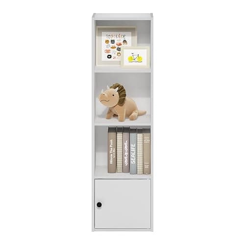 Furinno Luder Shelf Bookcase with 1 Door Storage Cabinet, White thumbnail 6