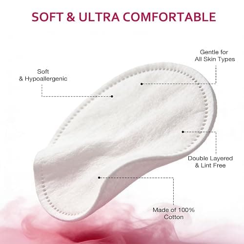 600 PCS Cotton Rounds–100 Count (Pack of 6)-Soft, Absorbent, 100% Pure Cotton Face Pads for Makeup Removal, Skincare, Skin Care and Gentle Facial Cleansing - Lint Free Stitched Pads thumbnail 2