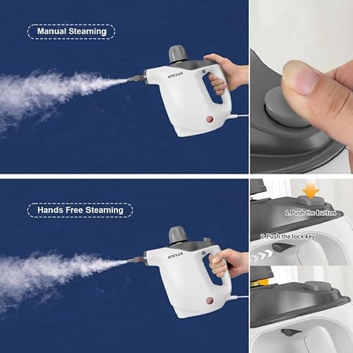 TICYACK Handheld Steam Cleaner, Steam Cleaner with 16 PCS Accessory & Safety Lock, 500ML Capacity, Multi-Surface Deep Cleaning for Home, Car, Bathroom, Grout, Floor, Window (White) thumbnail 4