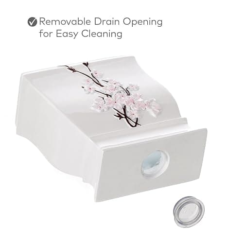 Creative Scents Vanda Bathroom Set - Cherry Blossom White Bathroom Accessories Set - 4 Piece Floral Bathroom Soap Dispenser Set Includes: Lotion Dispenser, Toothbrush Holder, Tumbler & Soap Dish thumbnail 4
