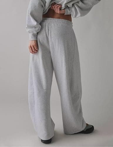 HeSaYep Women's Fleece Lined Sweatpants Barrel Leg Baggy Sweat Pants Winter Thermal Cotton Pants with Pockets thumbnail 3