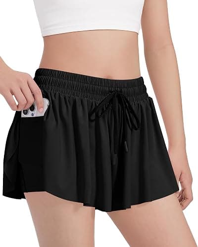HASMES Girls Butterfly Shorts Teen Flowy Athletic Shorts for Running Dance Cheer 5-14Y thumbnail 5