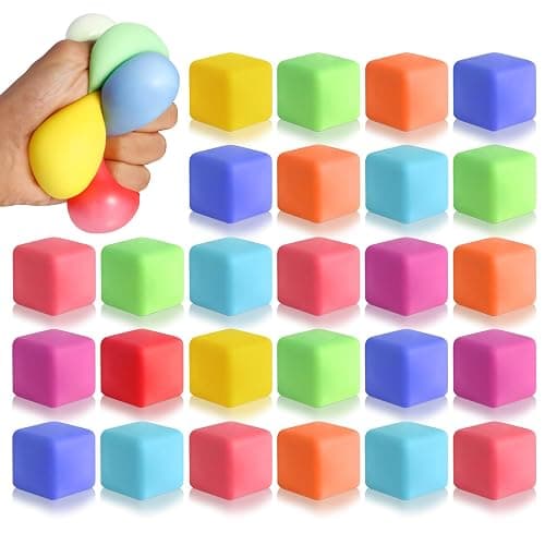 40 Pack Slow Rising Stress Cube Fidget Toys, Squishy Balls Sensory Fidget Toys for Kids Adults, Square Shape Fidgets for Classroom, Party Favors Pull Stretch Squishy Toy Classroom Prize Box Toys - Image 1